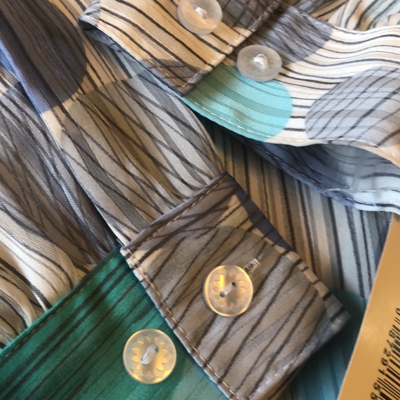 ALIA NWT SIZE 16 WOMEN LONG SLEEVE LONG STYLE BLOUSE GREY/MAUVE/AQUA/WHITE #116 - Picture 7 of 10